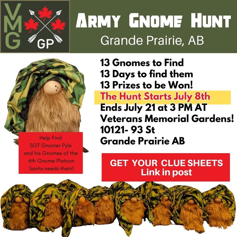 Sgt Gnomer Pyle wants YOU to participate in the Army Gnome Hunt! https://www.zeffy.com/ticketing/63cd1ba2-3c3e-4f68-b074-65fc4fde10d4