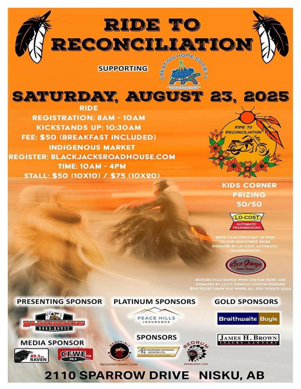 🌟 Exciting Updates: Ride to Reconciliation 2025! 🌟🏆 New Prize Opportunities:$500 Registered Rider Door Prize generously donated by Lo-Cost Automatic TransmissionCustom Motorcycle Raffle featuring an extraordinary paint job donated by Loco Gringo Custom Design#RideToReconciliation2025 #IndigenousMarket #CommunityConnection