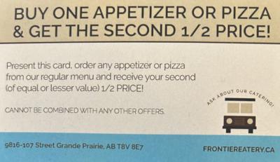 Buy One Appetizer or Pizza & Get the Second 1/2 Price